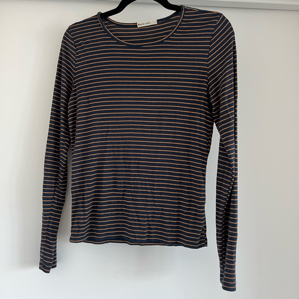marine layer ribbed striped long sleeve tee